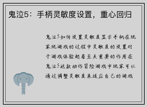 鬼泣5：手柄灵敏度设置，重心回归